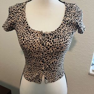 Brandy Melville Leopard Print Top One Size Animal Leopard Print